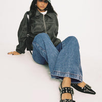 Jankins Low Rise Straight Leg Jeans Mid Wash