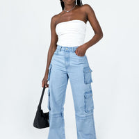 Darla Cargo Denim Jeans Light Wash Denim