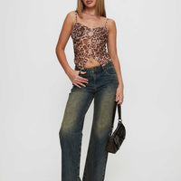Inverness Pinched Detail Mid Rise Wide Leg Jeans Tea