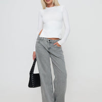 Ellanor Low Rise Slouch Denim Jeans Washed Grey Petite