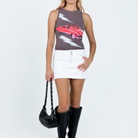 Faya Low Rise Denim Mini Skirt White