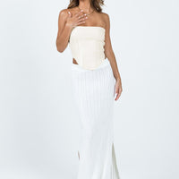 Santorini Knit Maxi Skirt White