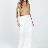 Raven Mid Rise Maxi Skirt White