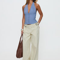 Paltrow Mid Rise Wide Leg Cargo Jeans Cream Petite