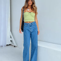 Eugarie Wide Leg Jeans Mid Wash Denim