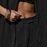 Zenia Linen Blend Pants Black