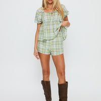 Cerelia Tie Up Set Green Check