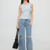 Kadison Low Rise Straight Leg Jeans Mid Wash Blue