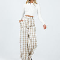 Archer Pants Beige Plaid