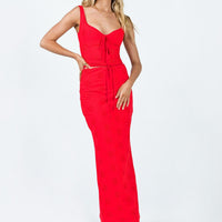 Flowerfields Maxi Skirt Red