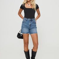 Hayelle Denim Shorts Mid Blue