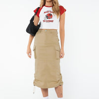 Bellows Cargo Midi Skirt Beige