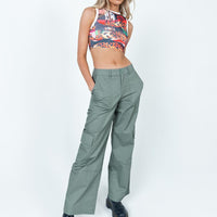 Luna Mid Rise Cargo Pants Grey