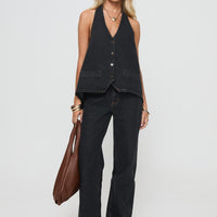 Top Model Low Rise Straight Leg Jeans Charcoal