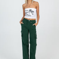 Paige Mid Rise Cargo Jean Denim Green Tall