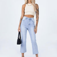 Angela Cropped Jeans Light Wash Denim