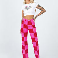 The Ragged Priest Muse Denim Jeans Pink & Red
