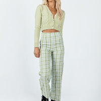 Euros Pants Light Green Check