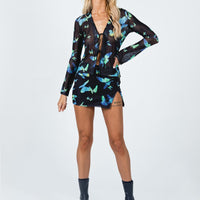 Motel Niles Mini Skirt Butterfly Watercolour Black