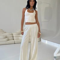 Louis Linen Blend Pants White Petite