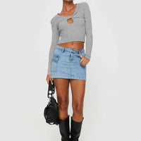 Zakai Cargo Denim Mini Skirt Ice Blue Petite