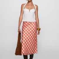 Living Color Maxi Skirt Orange Gingham