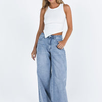 Naylor Mid Rise Wide Leg Jeans Light Blue Wash