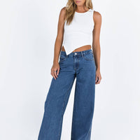 Ramos Low Rise Wide Leg Jeans Mid Blue Wash
