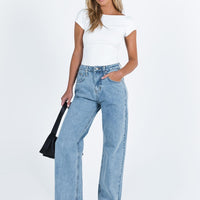 Ollie Mid Rise Straight Leg Jeans Mid Wash