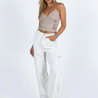 Barbara Cargo Jeans White Denim