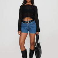 Saldana Shorts Mid Blue Denim Petite