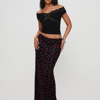 Donabella Mesh Maxi Skirt Black / Red
