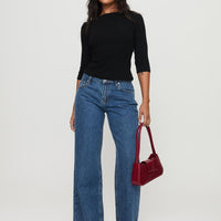 Darla Low Rise Straight Leg Jeans Mid Wash