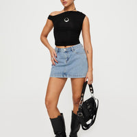 Nickei Denim Mini Skirt Light Wash