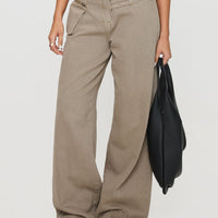 Paltrow Mid Rise Wide Leg Cargo Jeans Washed Brown Petite
