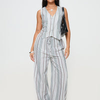 Flutters Pants White / Blue Stripe