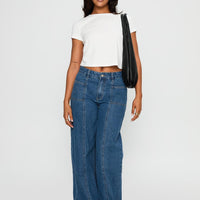 Taji Mid Rise Wide Leg Jeans Dark Blue