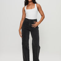 Karlina High Rise Straight Leg Jeans Charcoal