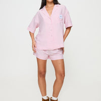 Early Riser Sleep Shorts Pink Stripe