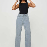 Kalinda High Rise Straight Leg Jeans Blue