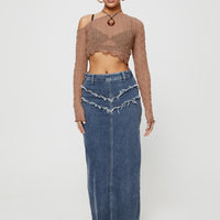Lune Denim Maxi Skirt Blue