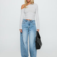 Esperance Mid Rise Barrel Leg Jeans Vintage Blue
