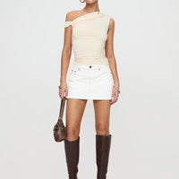 Nicolina Low Rise Denim Mini Skirt Ecru