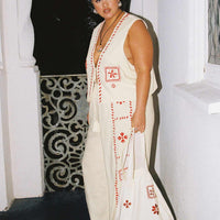 Grazia Pants Cream / Red Curve