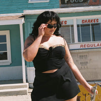 Easton V Front Mini Skirt Black Curve