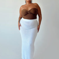 Belle Knit Maxi Skirt White Curve