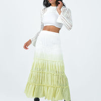 Sun Down Mid Rise Maxi Skirt Green Ombre