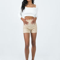 Jaynee Knit Shorts Beige