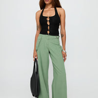 Mercadi Mid Rise Straight Leg Cargo Jeans Green