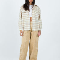 Locksley Mid Rise Baggy Cargo Jeans Beige